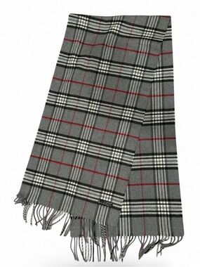 V. Fraas Cashmink Gray Plaid Scarf